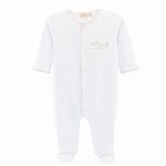 Baby Club Chic Baby Lambs Footie with Pink Crochet Trim