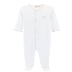 Baby Club Chic Pretty Bows White Footie with Pink Crochet Trim