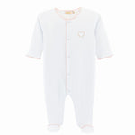 Baby Club Chic Sweet Heart Footie with Pink Crochet Trim