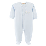 Baby Club Chic Baby Lambs Blue Footie with Crochet Trim