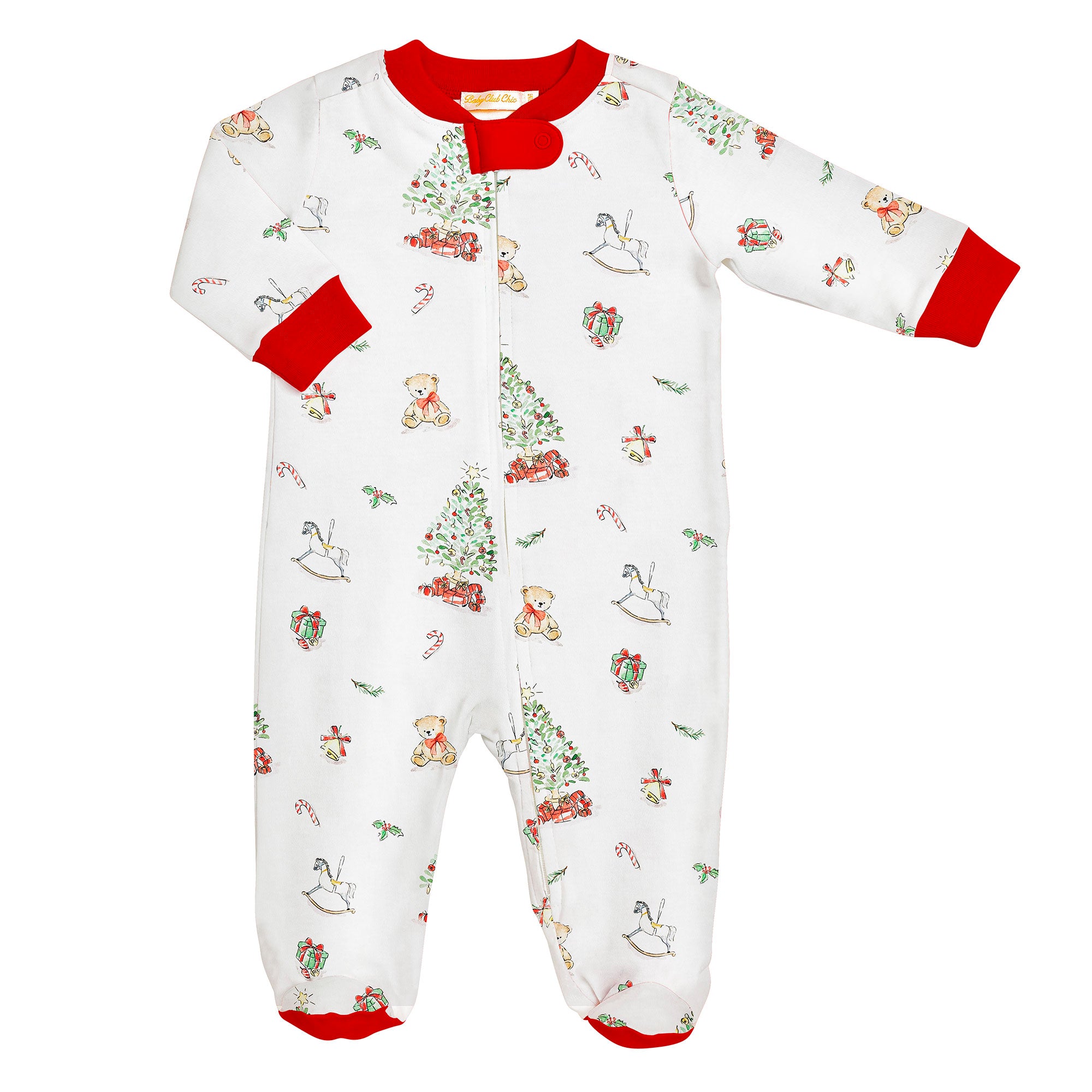 Christmas Tree Printed Zipped Footie