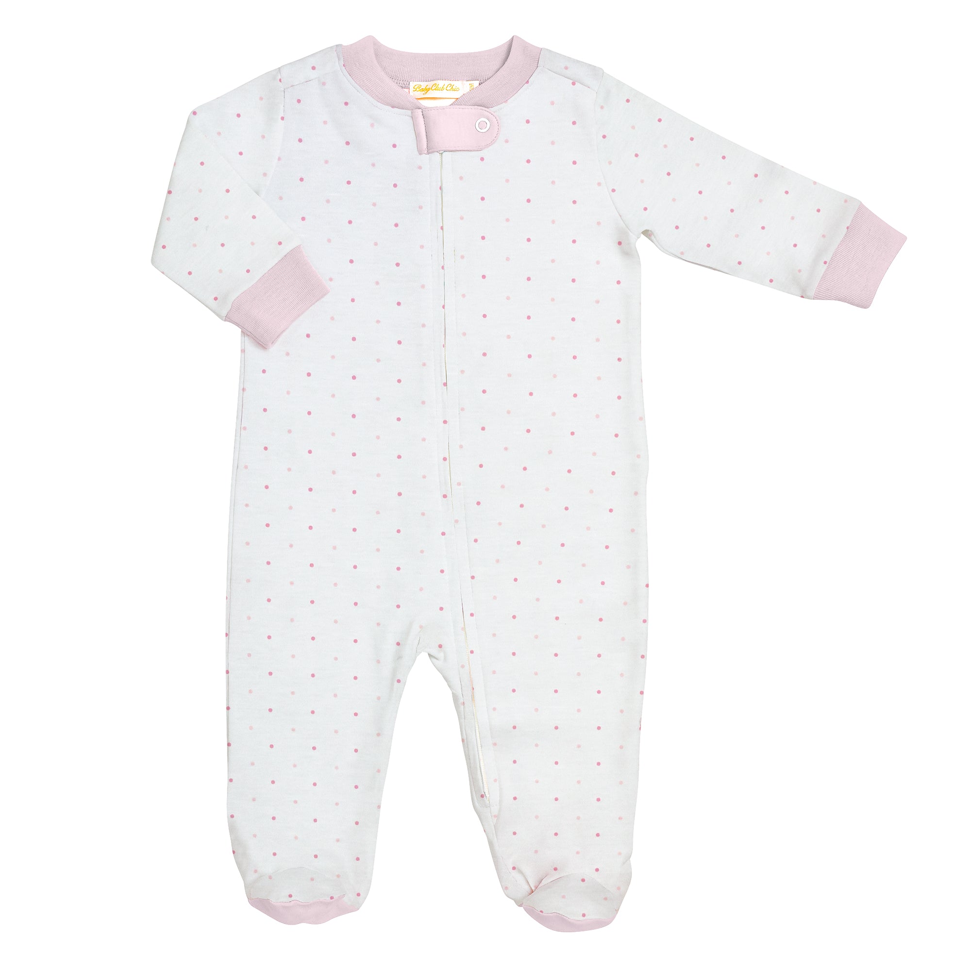 Pink Dots Printed Zipped Footie