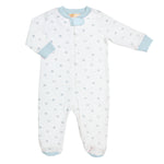 Blue Little Stars Printed Zipped Footie