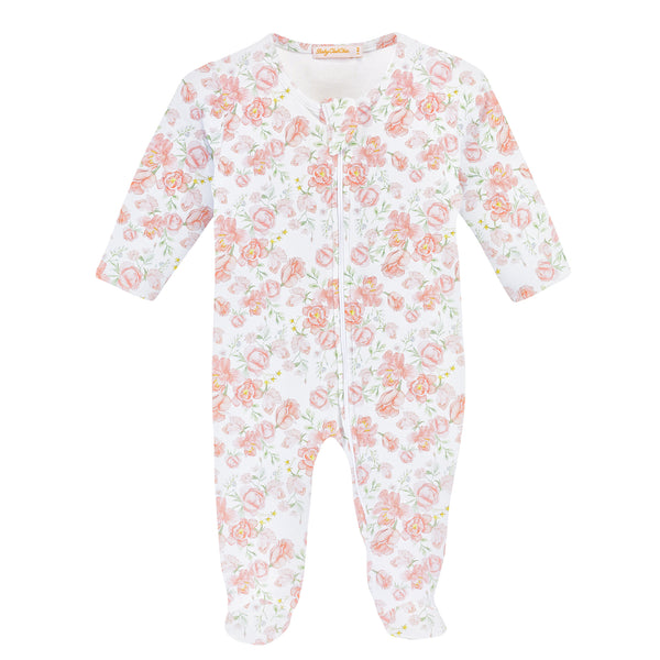 Pastel Floral Printed Zipped Footie