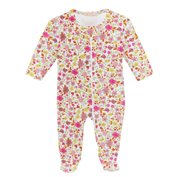 Blossom In Fall Printed Zipped Footie