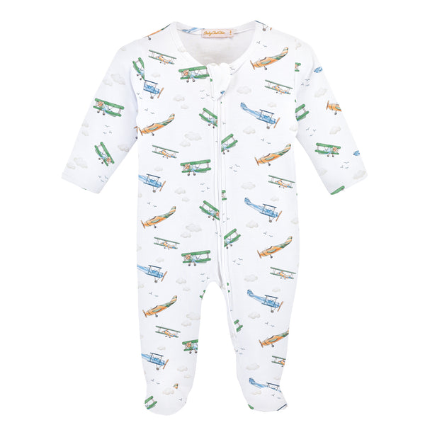 Airplanes Printed Zipped Footie