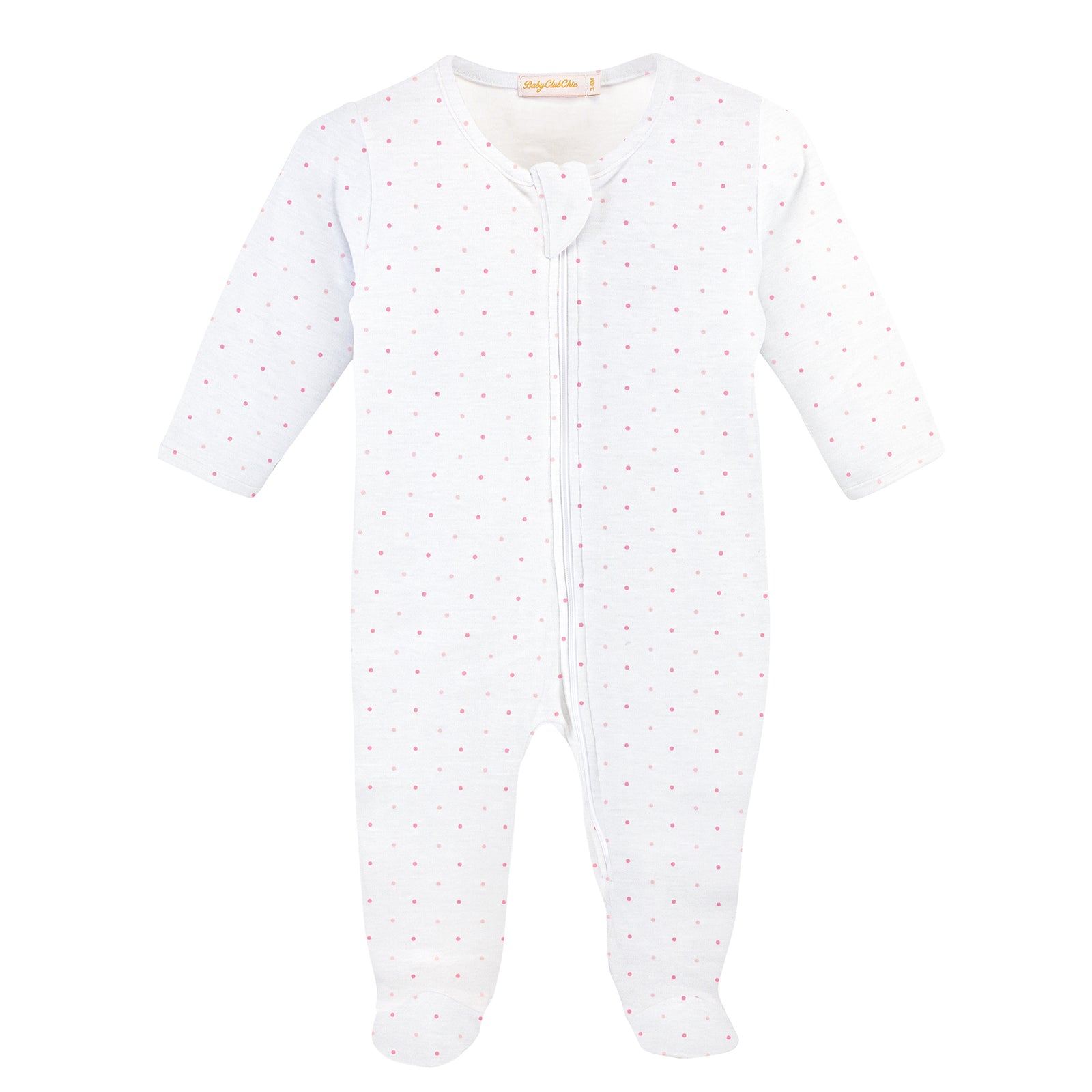 Pink Dots Printed Zipped Footie