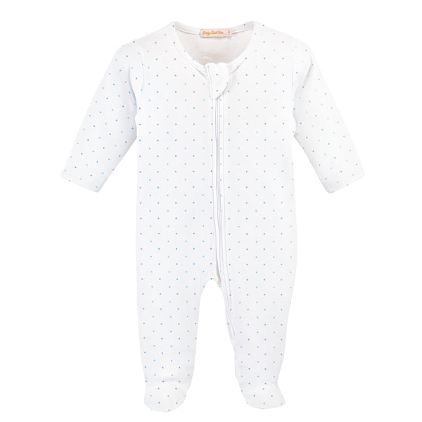 Blue Dots Zipped Footie