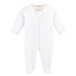 Blue Dots Printed Zipped Footie