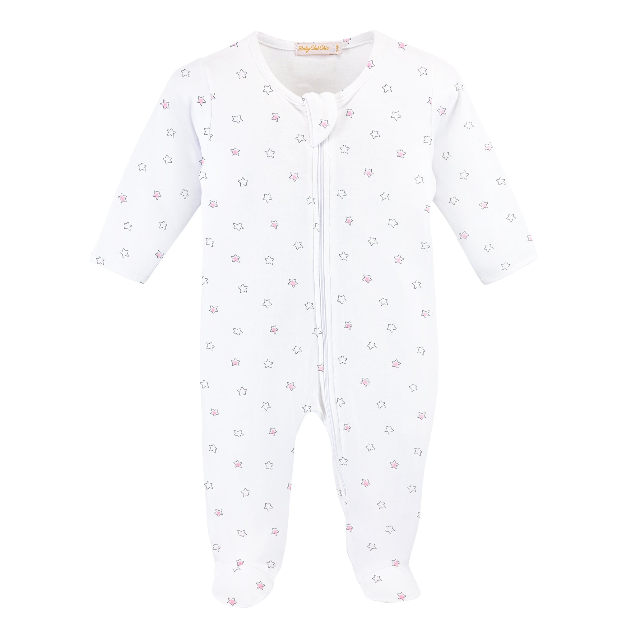 Pink Little Stars Zipped Footie