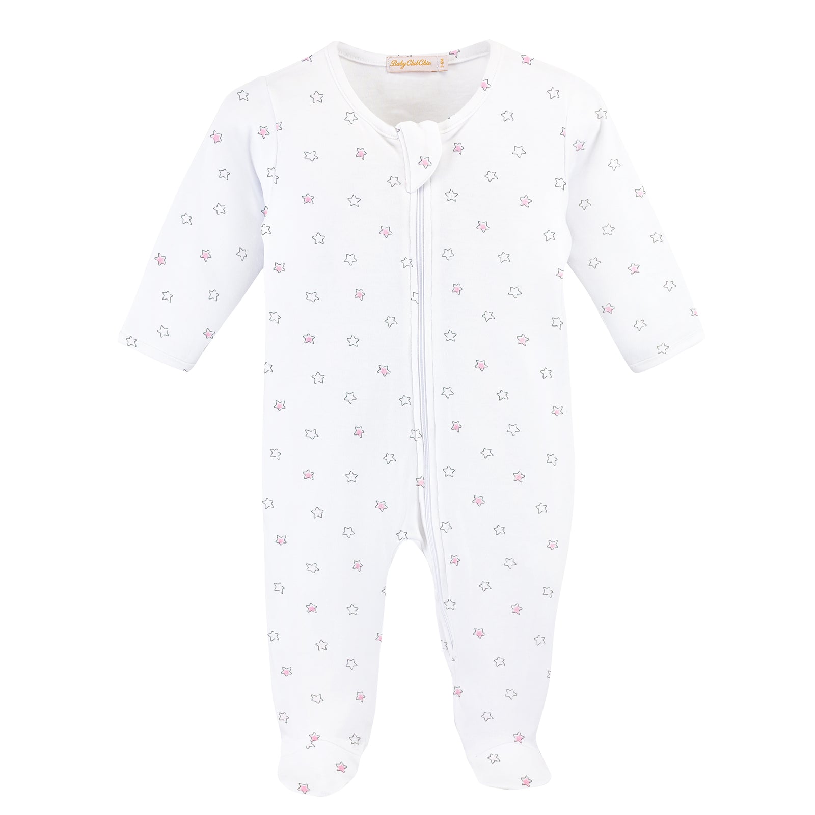 Pink Little Stars Zipped Footie