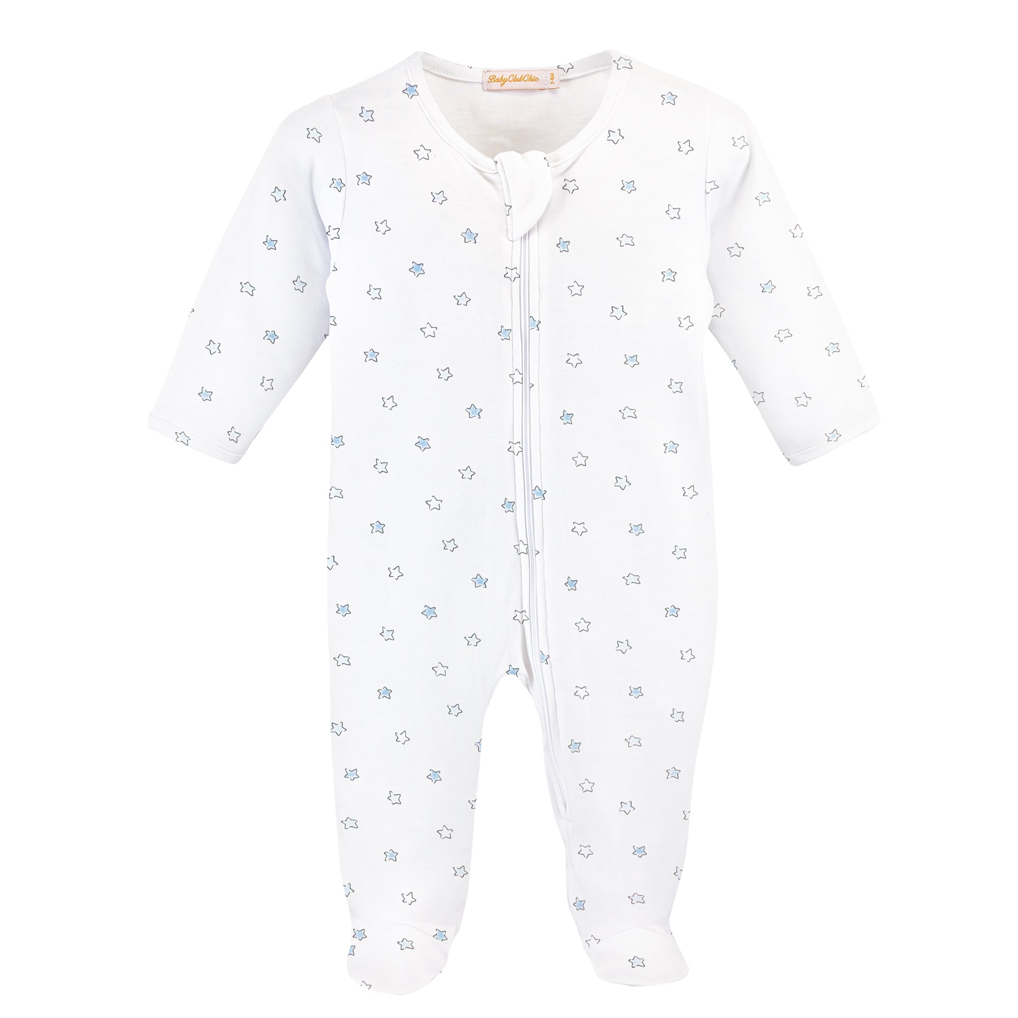Blue Little Stars Zipped Footie