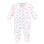 Tiny Baby Toys Printed Zipped Footie, Pink