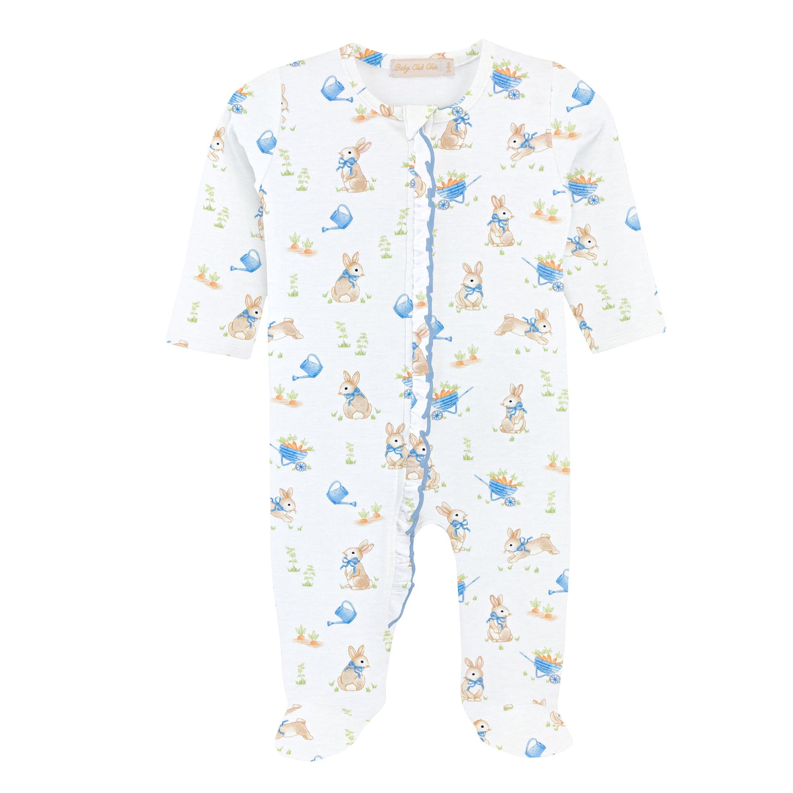 Bunny's Garden Zipped Footie with Ruffles