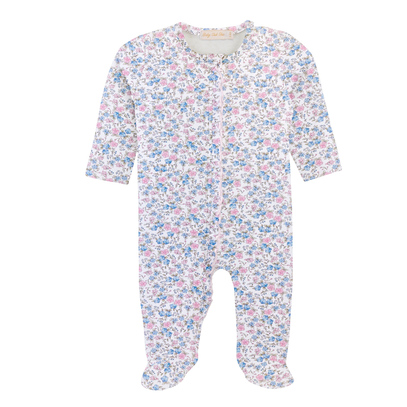 Baby Club Chic Tiny Soft Floral Zipped Footie with Ruffles