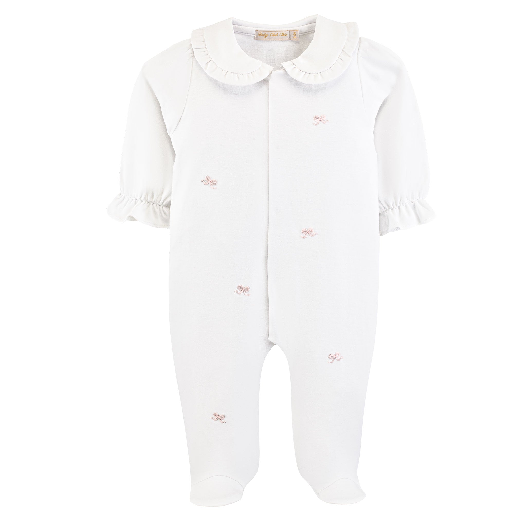 Baby Club Chic Little Bows Collared Footie with All Over Embroidery