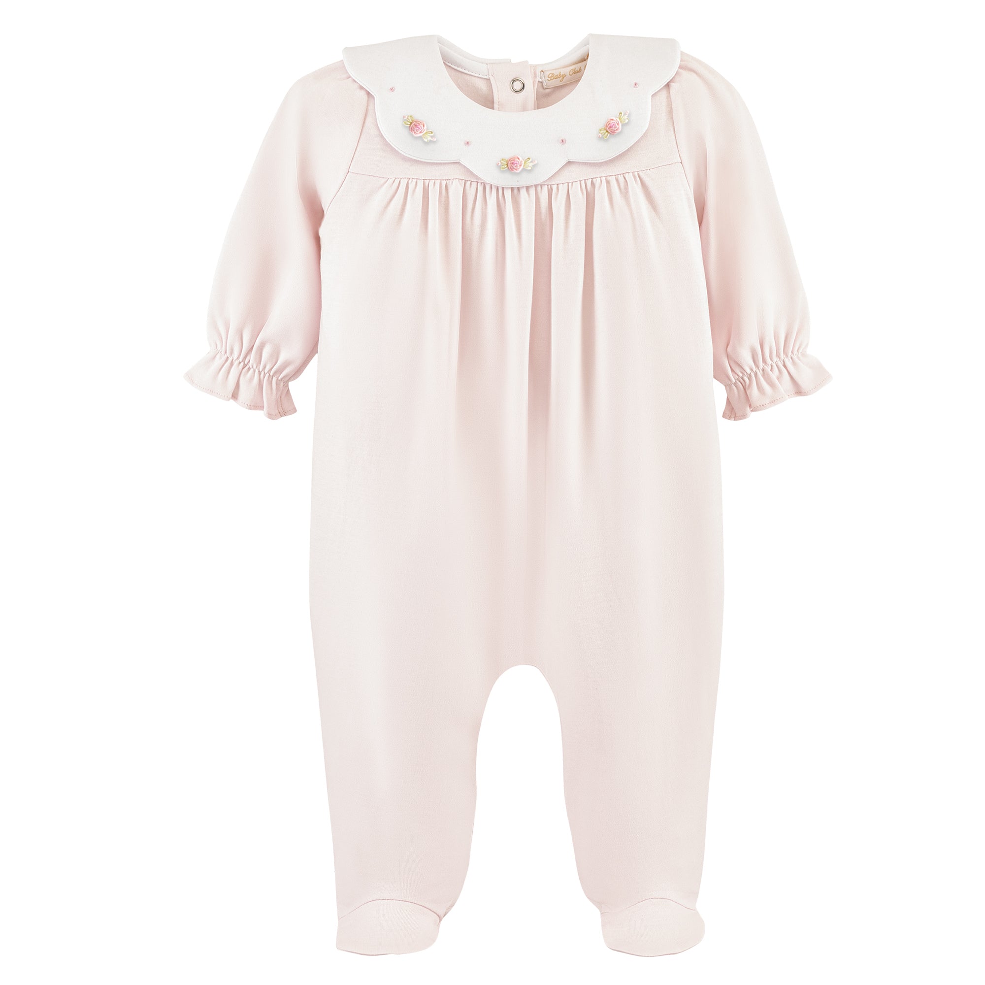 Baby Club Chic Sweet Roses Collared Footie with Embroidery
