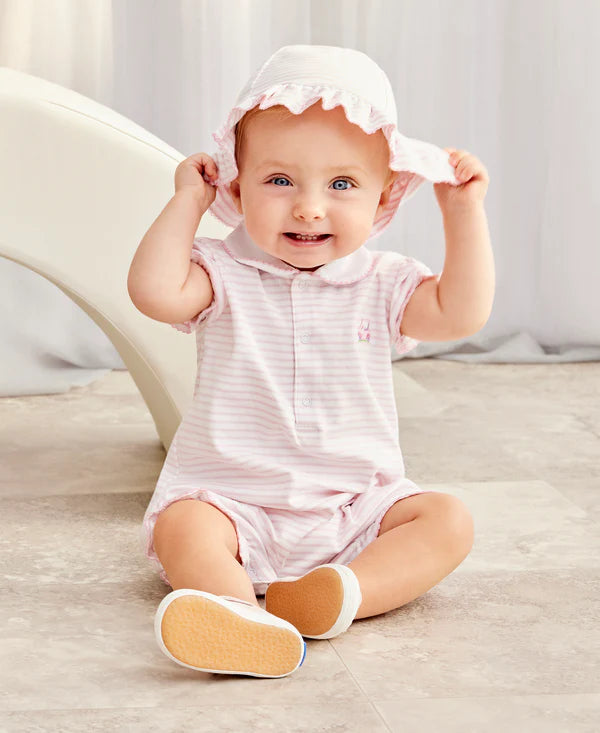 Fairway Foursome Pink Stripe Short Playsuit