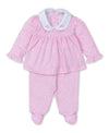 Fall Flower Patch Pink Smocked Footed Pant Set