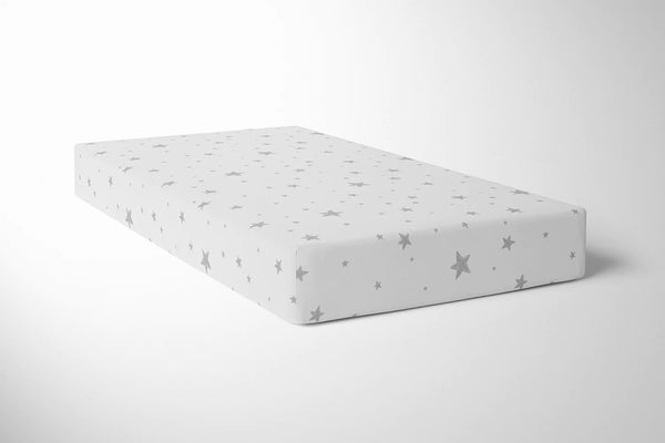 Flannel Crib Sheet, Scribble Stars, Grey