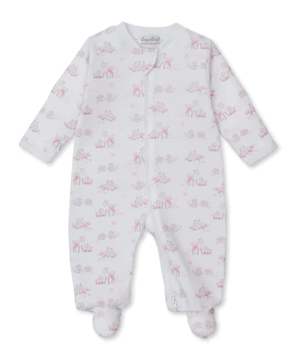 Forest Fanfare Pink Zip Footie