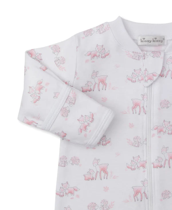 Forest Fanfare Pink Zip Footie