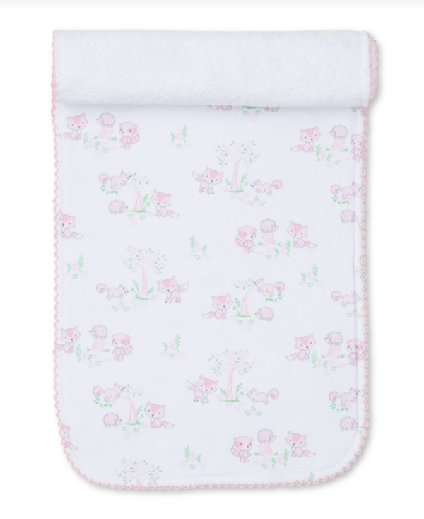 Forest Fun Burp Cloth, Pink