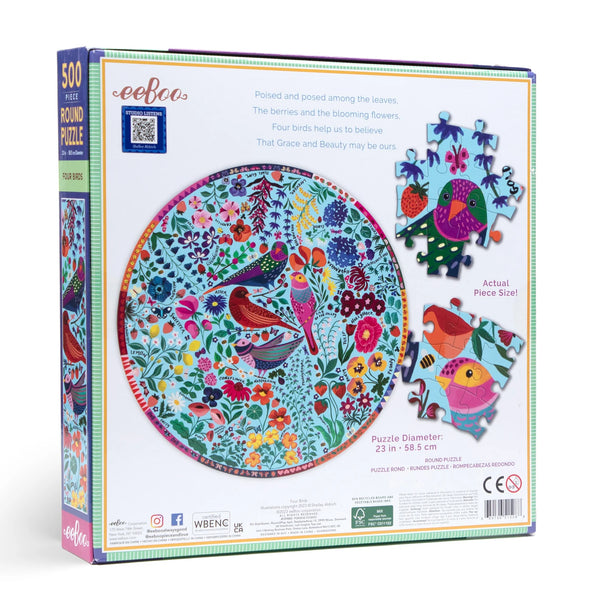 Four Birds 500 Piece Round Puzzle