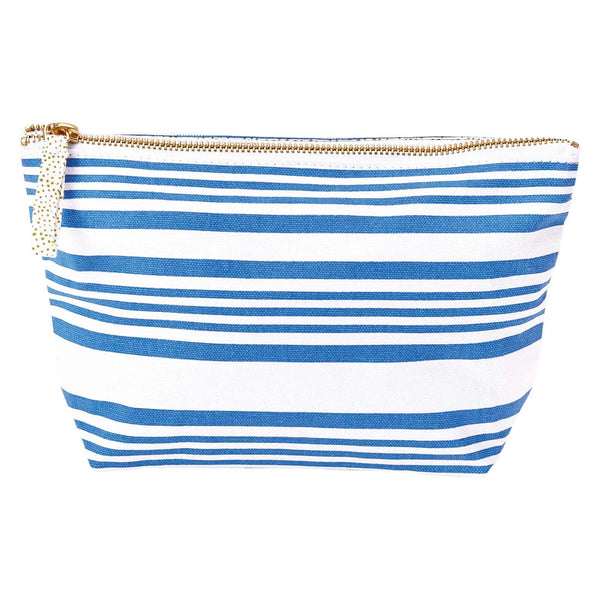 French Blue Stripe Relaxed Pouch, Medium