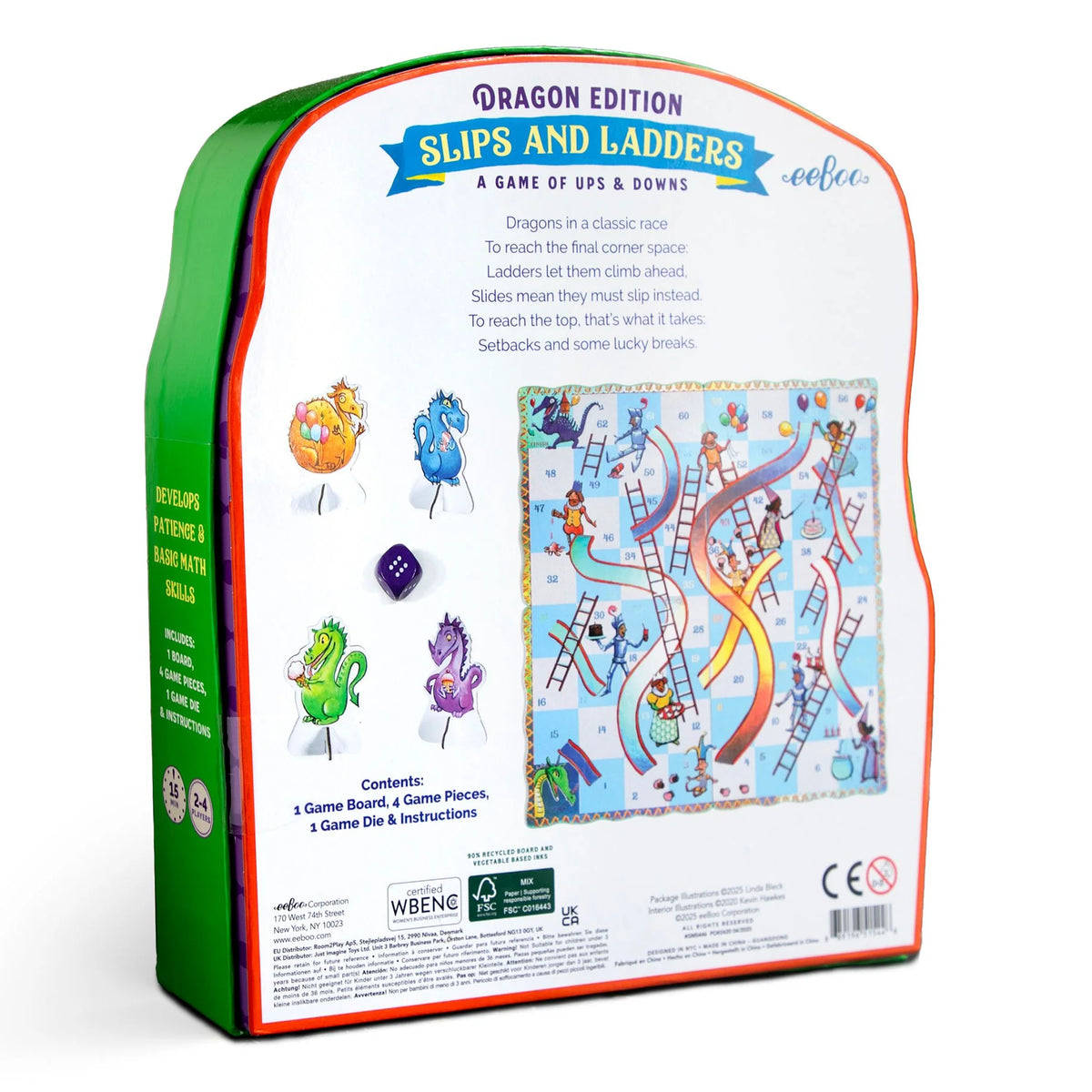 Eeboo Slips & Ladders Dragon Shaped Game