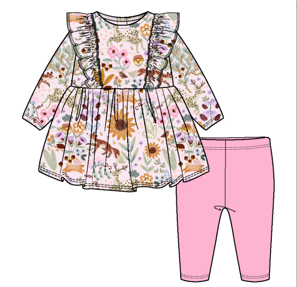 Garden of Dreams Modal Magnetic Little Baby Dress + Legging Set