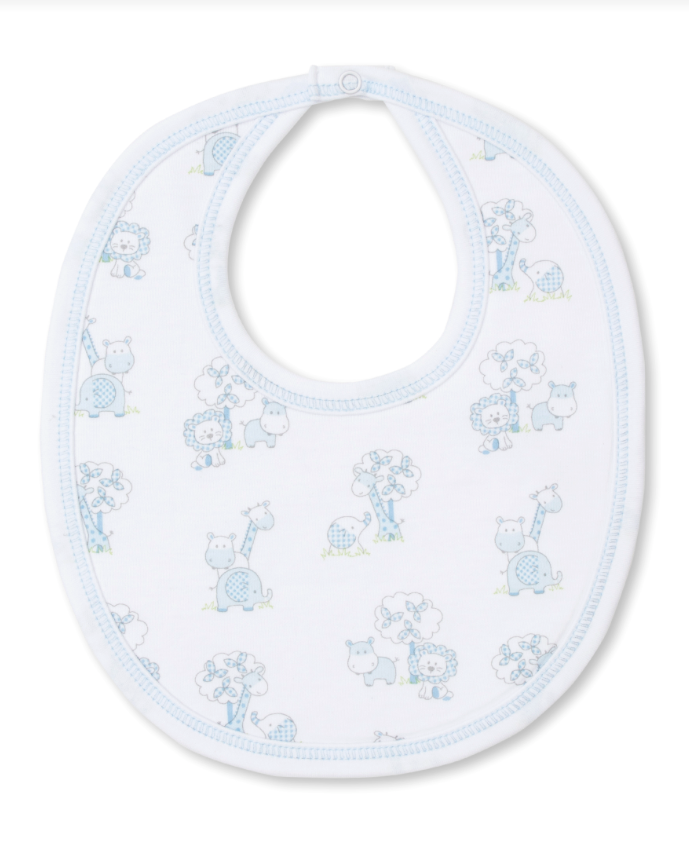 Gingham Jungle Bib, Blue