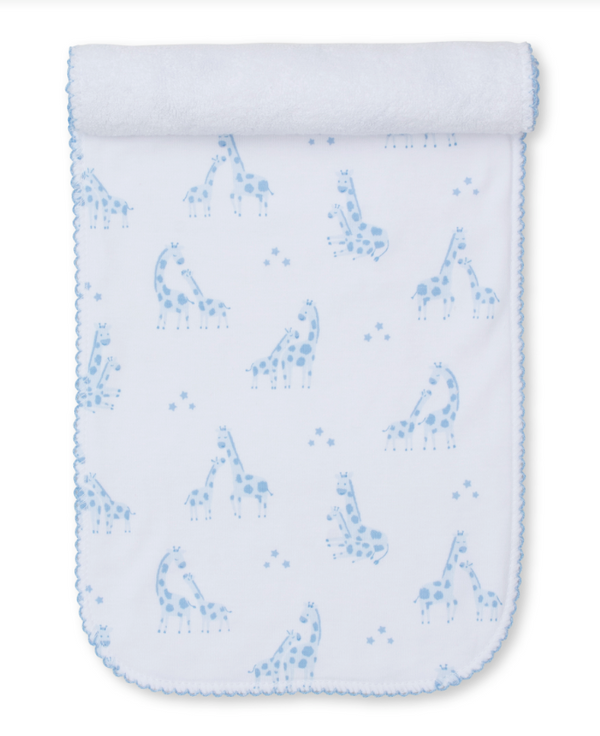 Giraffe Glee Burp Cloth, Blue