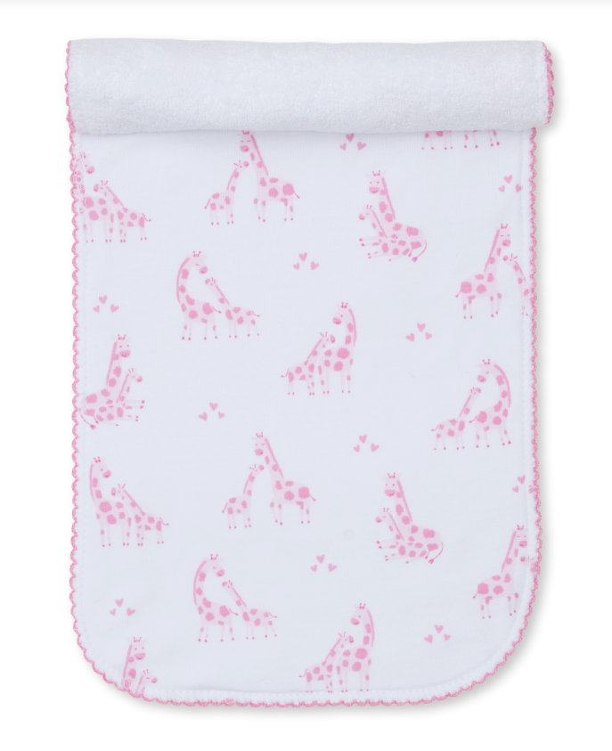 Giraffe Glee Burp Cloth, Pink