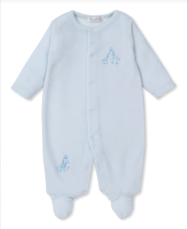 Giraffe Glee Velour Footie, Blue