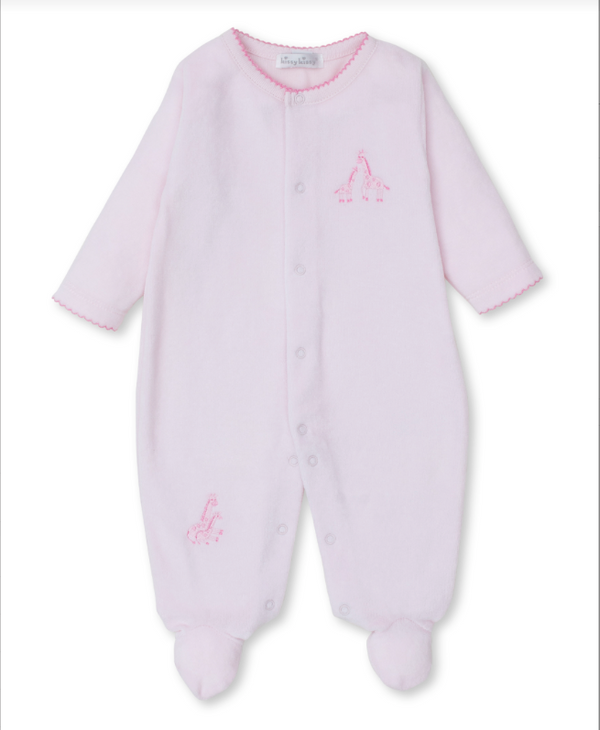 Giraffe Glee Velour Footie, Pink