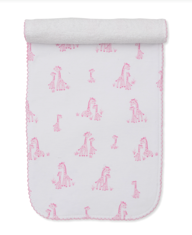 Giraffe Grace Burp Cloth, Pink