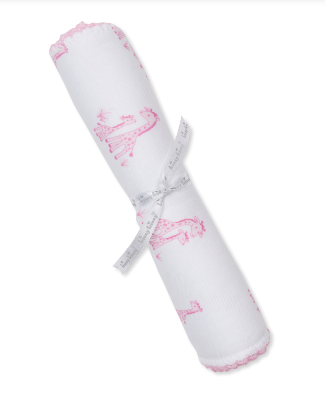 Giraffe Grace Burp Cloth, Pink
