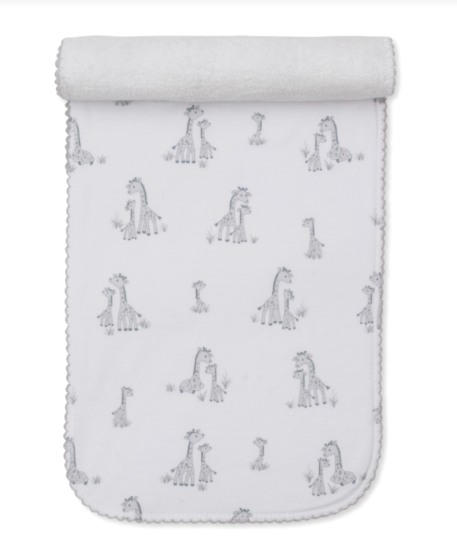 Giraffe Grace Burp Cloth, Silver