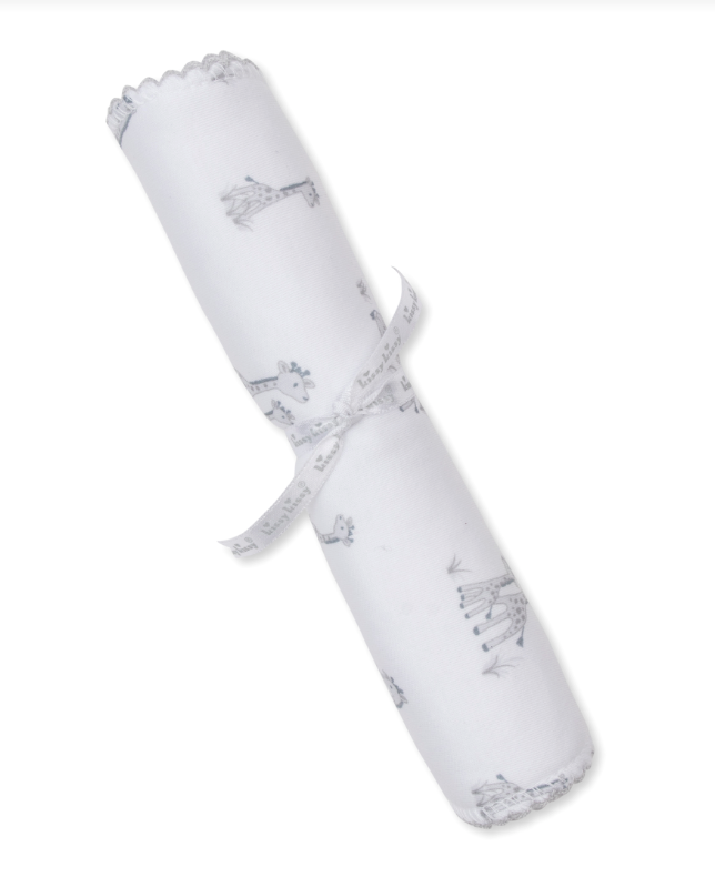 Giraffe Grace Burp Cloth, Silver