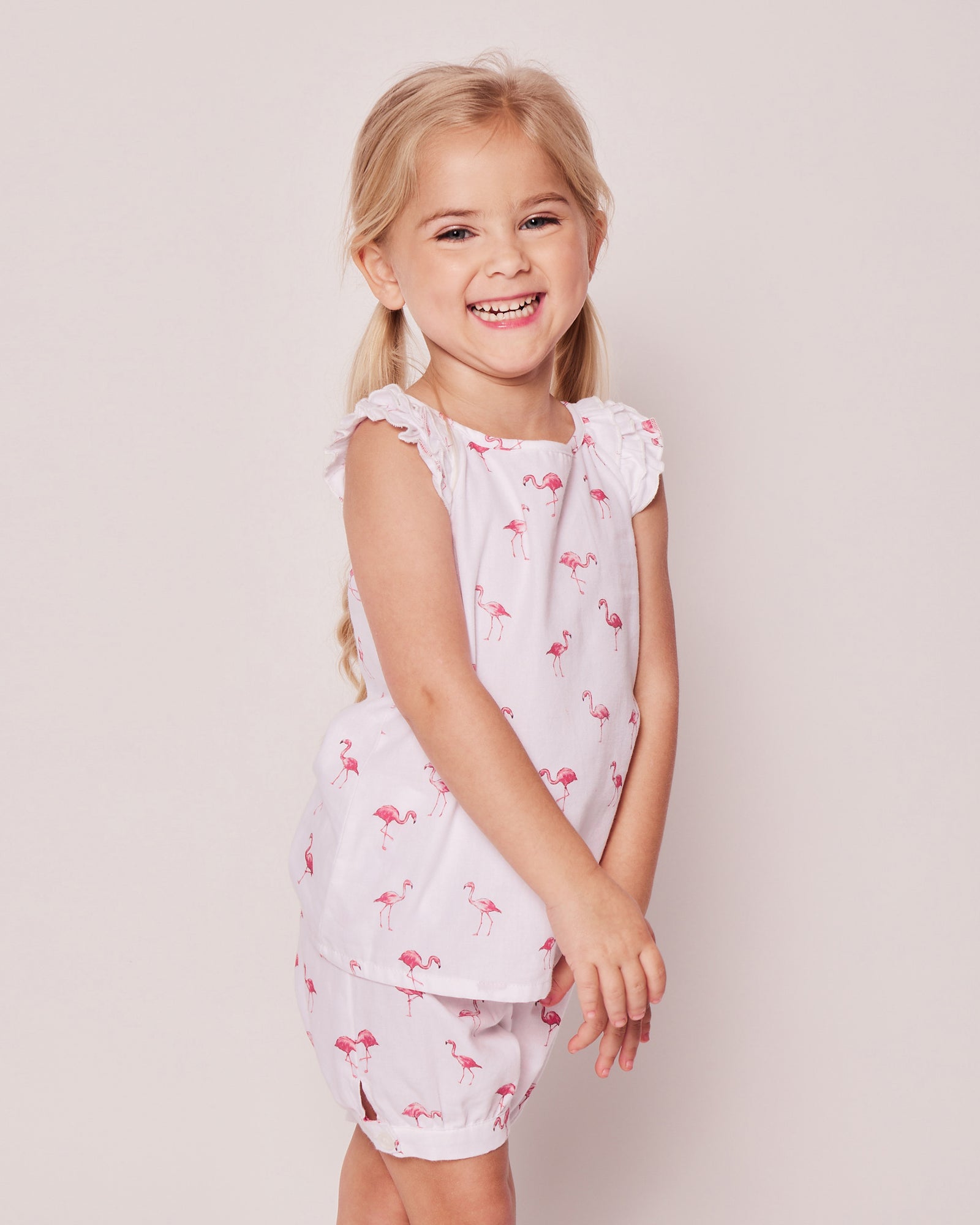 Girl's Twill Amelie Short Set, Flamingos