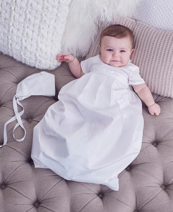 Kissy Kissy Graham Christening Convertible Gown & Hat Set