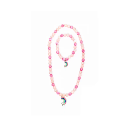 Great Pretenders Rainbow Necklace & Bracelet Set, Pink