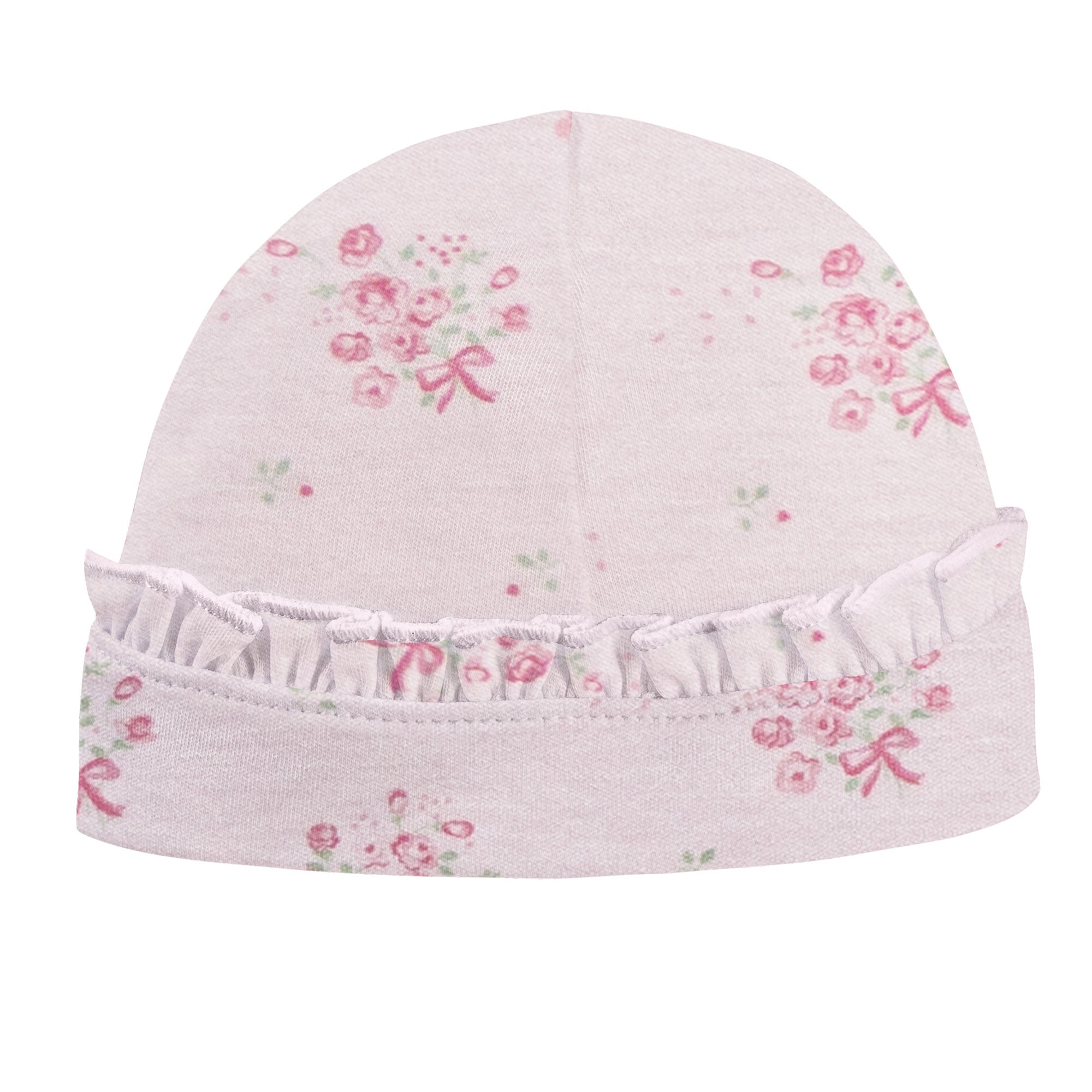 Baby Club Chic Tiny Bunch of Roses Printed Pima Hat with Ruffle