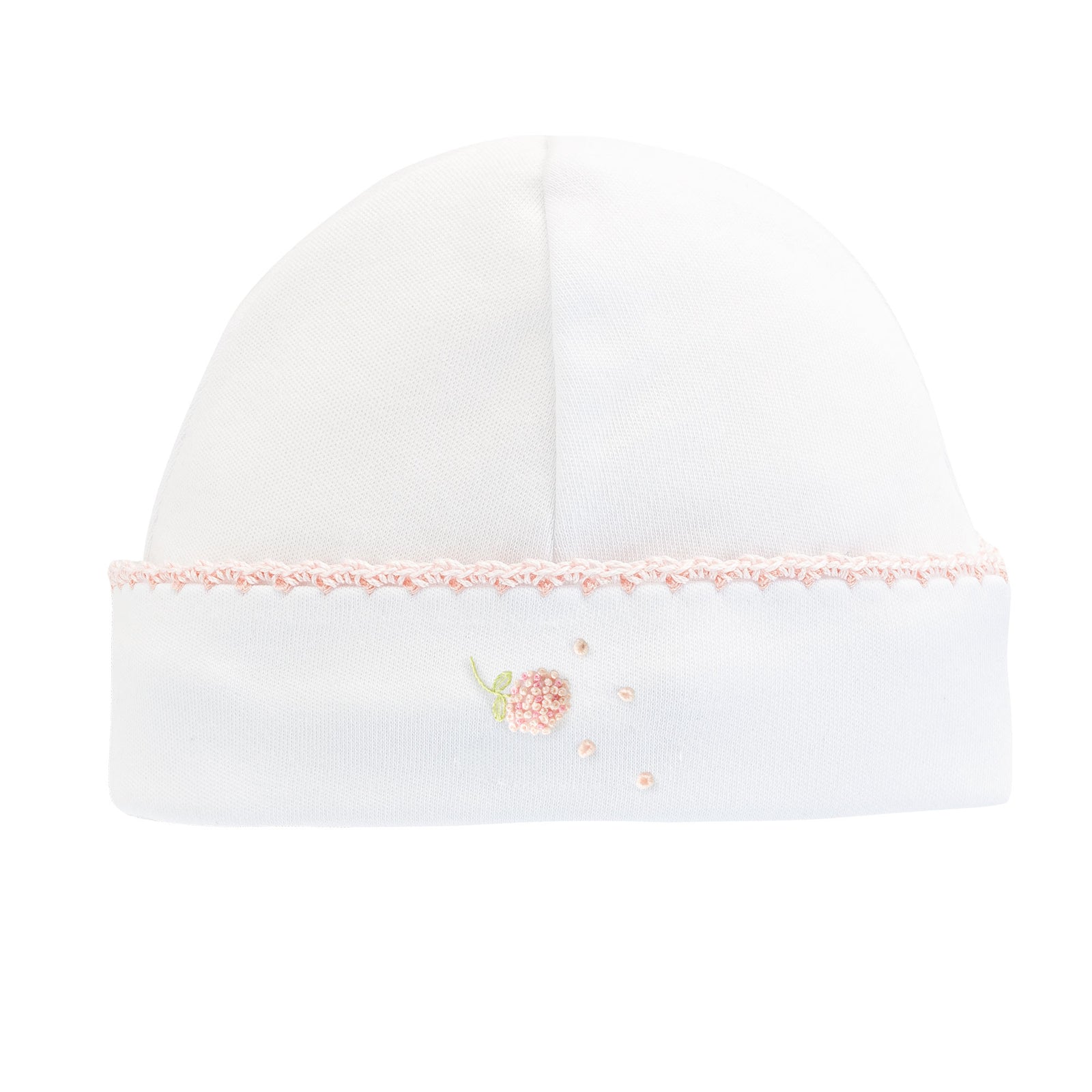 Baby Club Chic Spring Flowers Round Hat with Pink Crochet Trim
