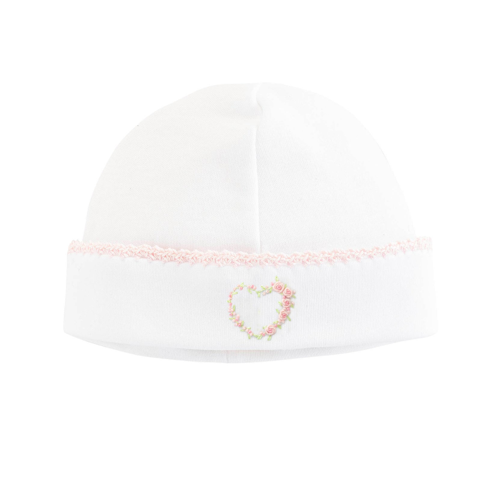 Baby Club Chic Sweet Heart Round Hat with Crochet Trim