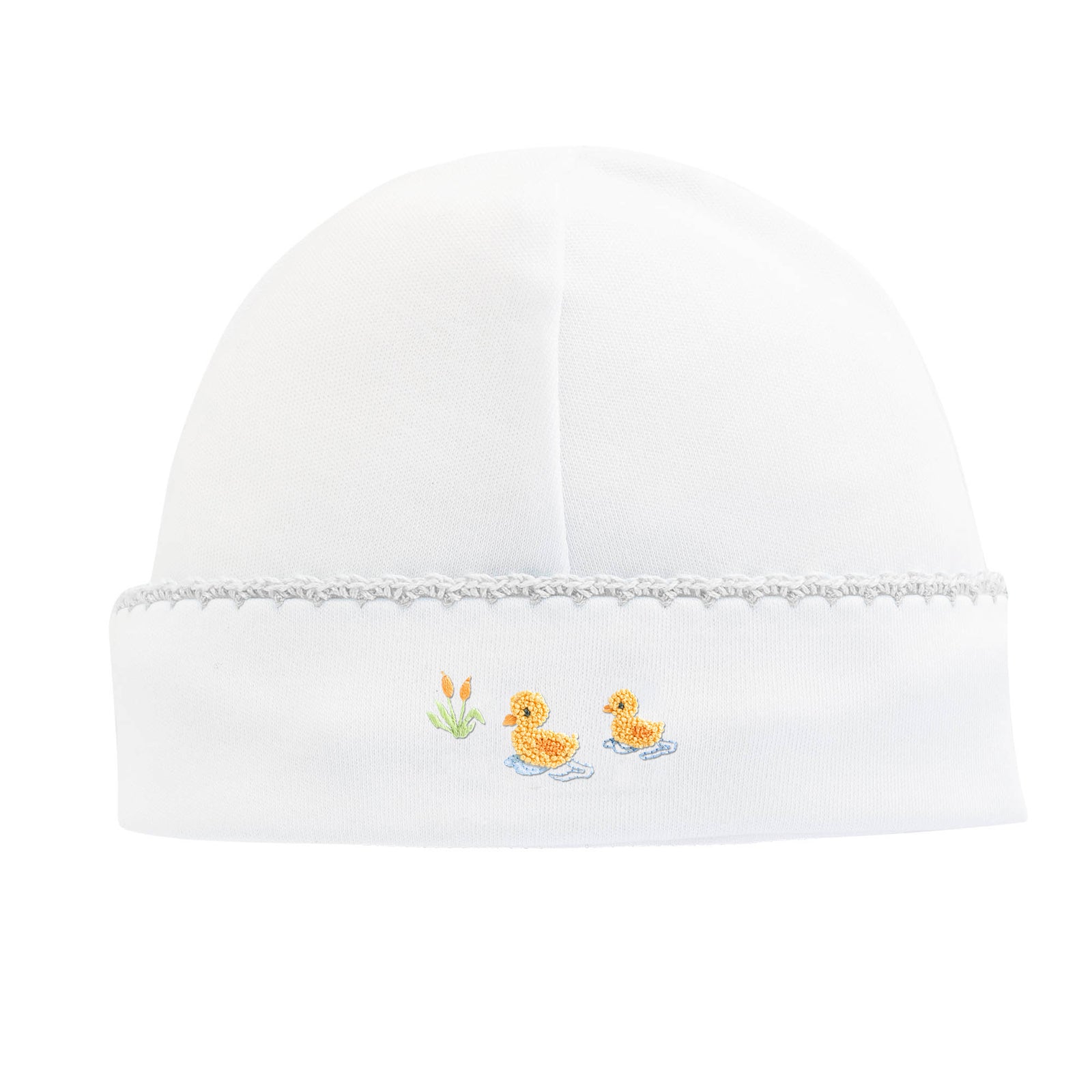 Baby Club Chic Three Little Ducks Round Hat with Crochet Trim