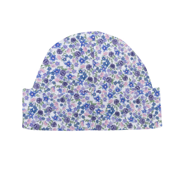 Blue Little Flowers Printed Round Hat