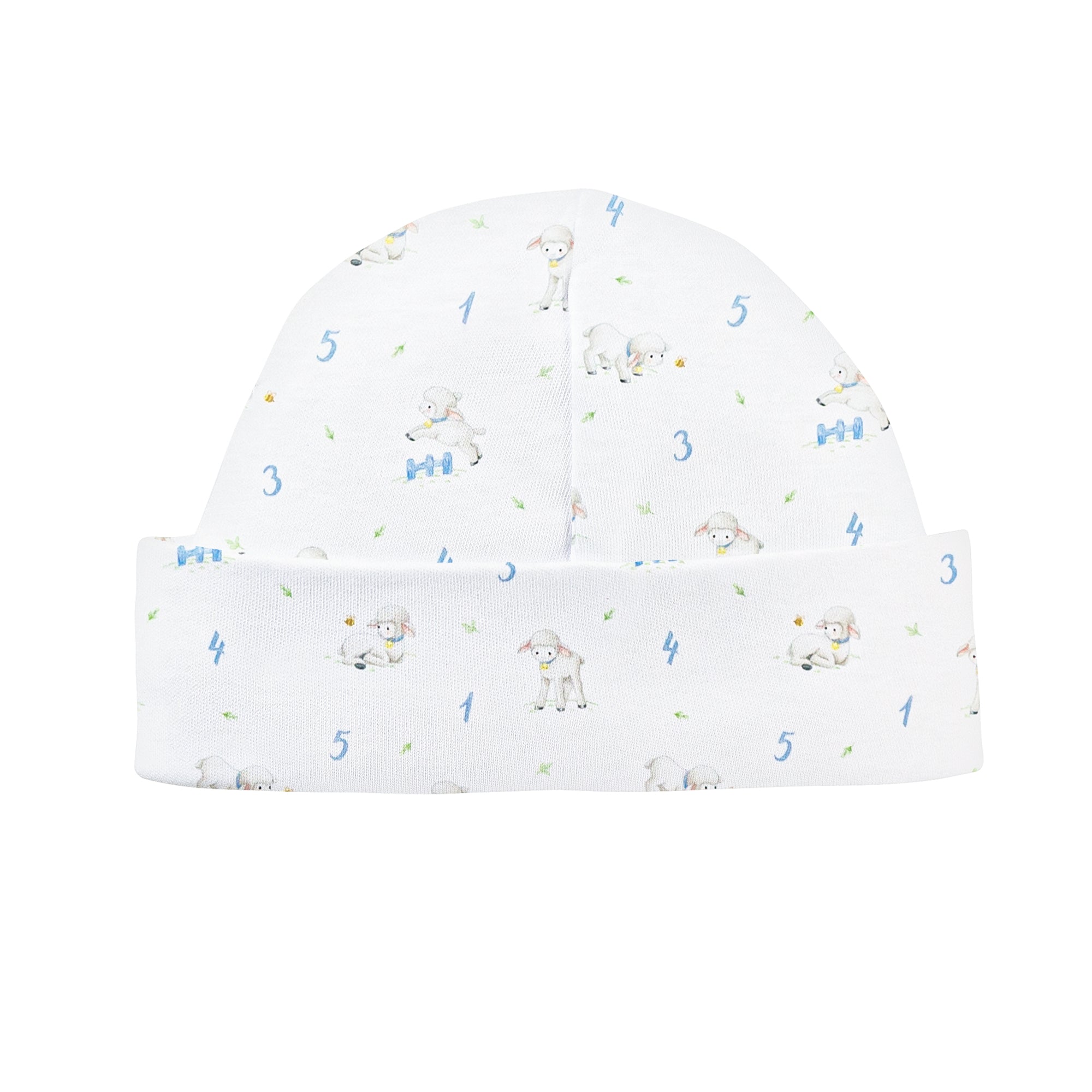 Counting Baby Sheep Blue Printed Round Hat