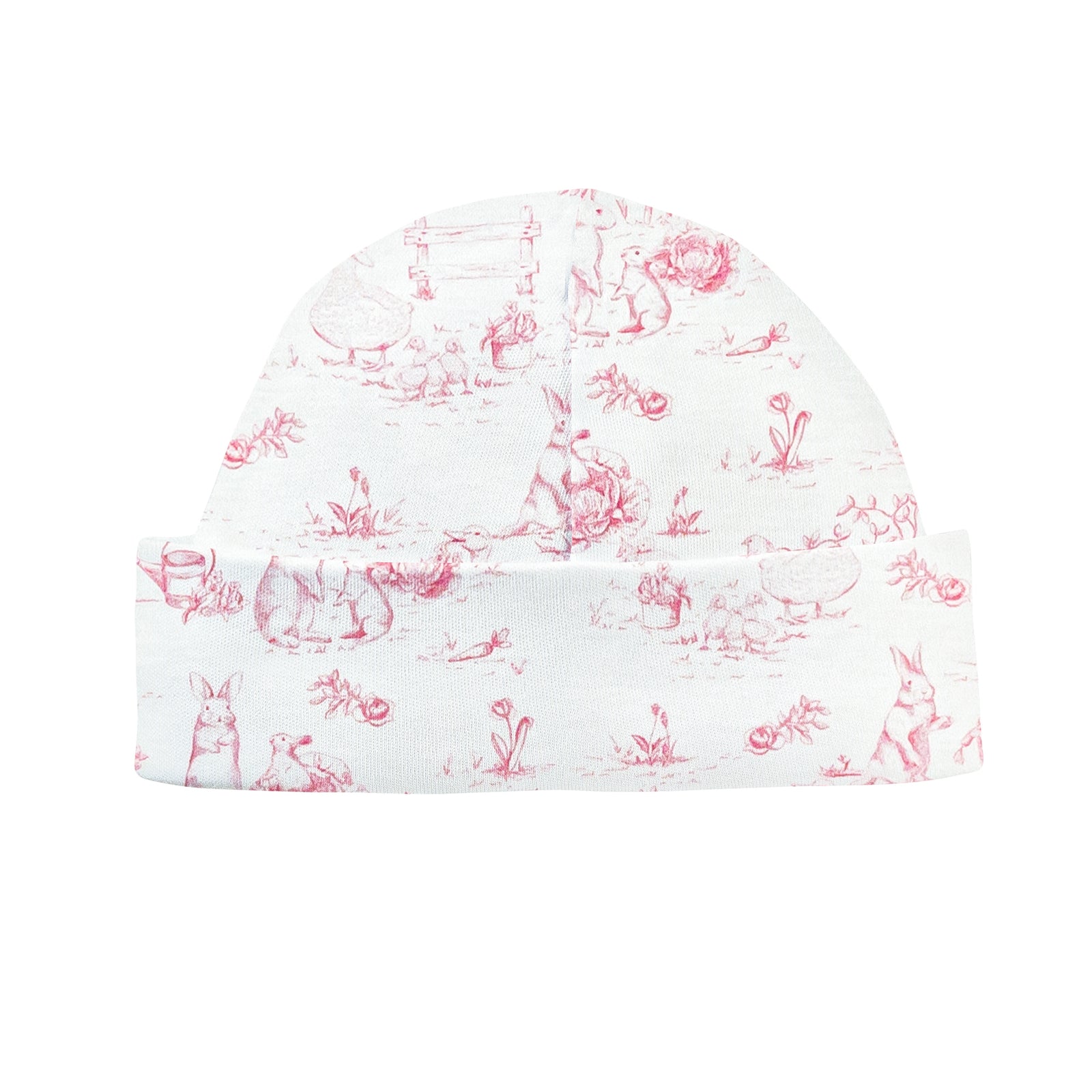 Baby Club Chic Pink Toile Bunnies Round Hat